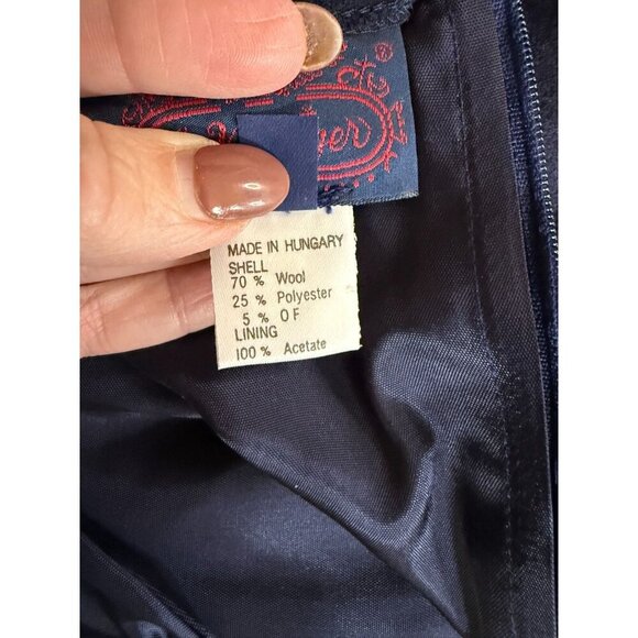 The Villager A-Line Skirt Women's 8 Blue Wool Lined Pockets Pleated Side Zip - Picture 5 of 7